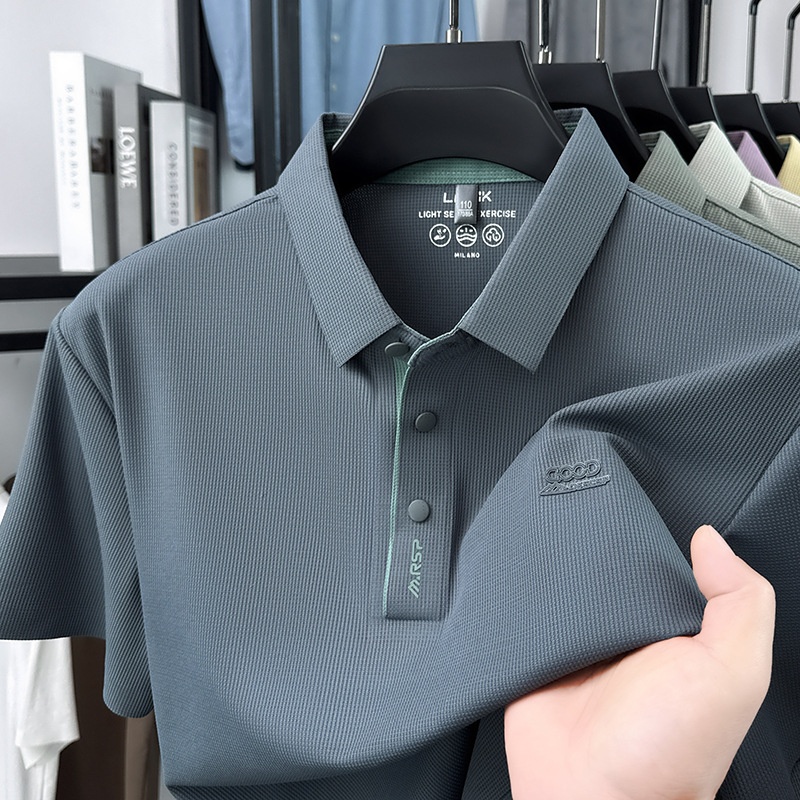 Men's Waffle Knit Short Sleeve Polo Shirt