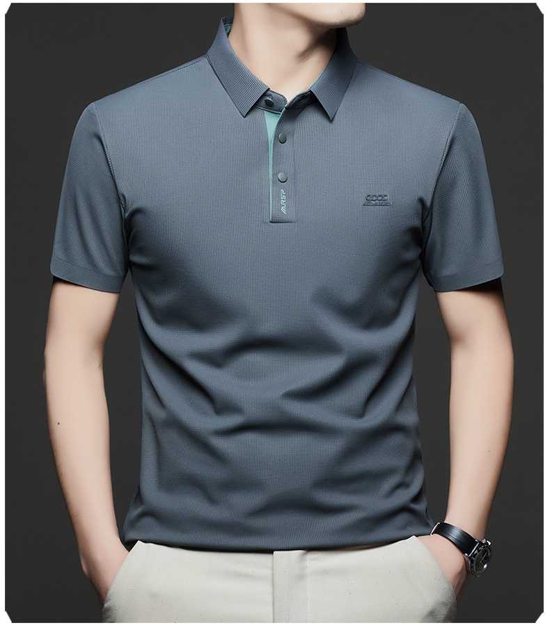 Men's Waffle Knit Short Sleeve Polo Shirt