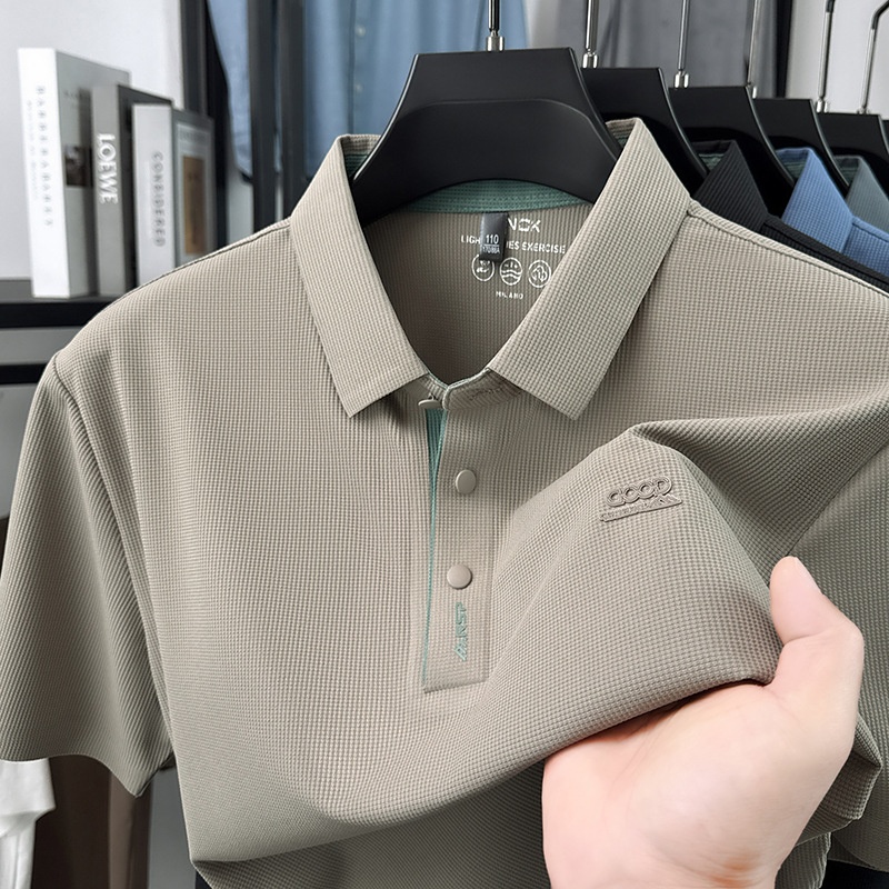 Men's Waffle Knit Short Sleeve Polo Shirt