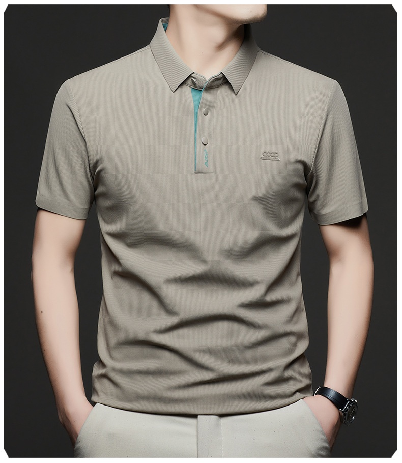 Men's Waffle Knit Short Sleeve Polo Shirt