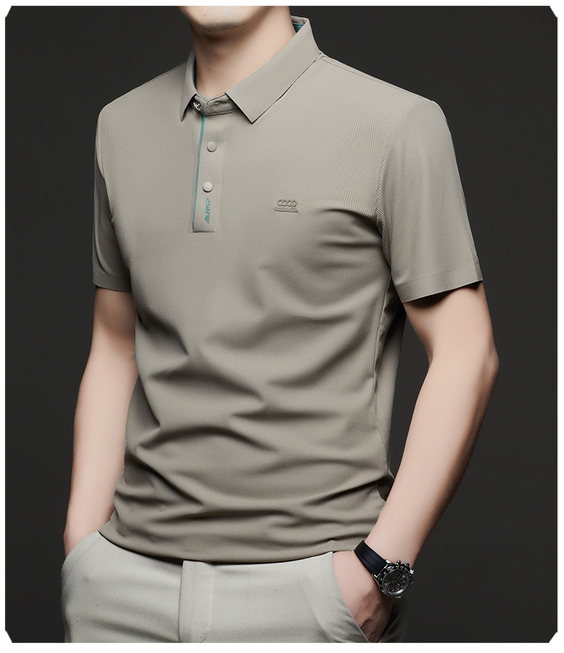 Men's Waffle Knit Short Sleeve Polo Shirt