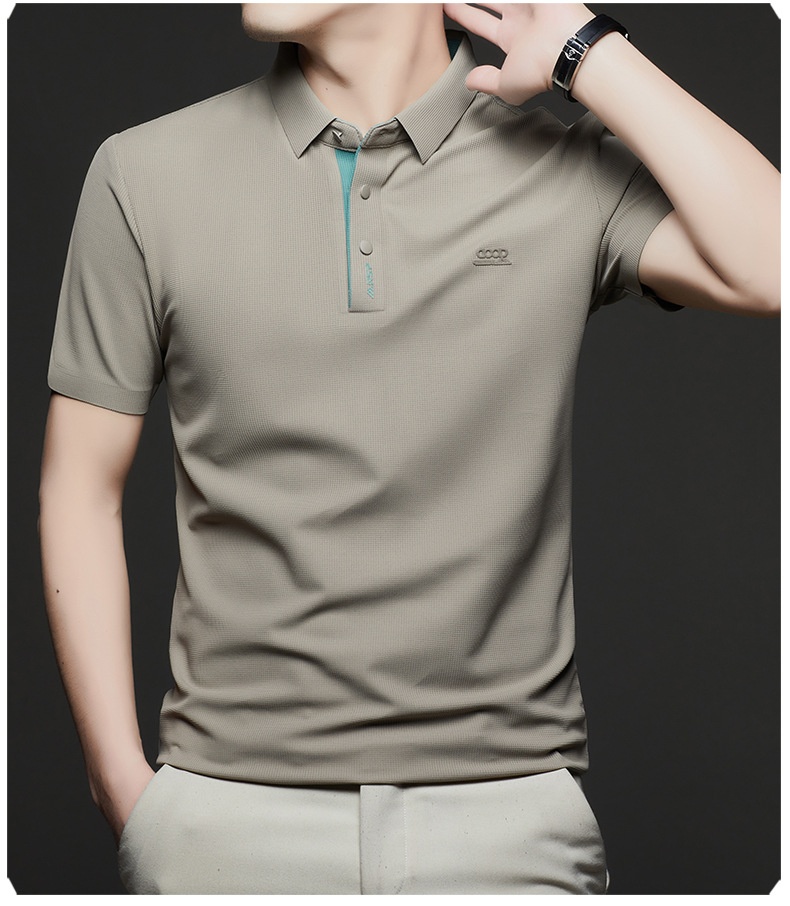 Men's Waffle Knit Short Sleeve Polo Shirt