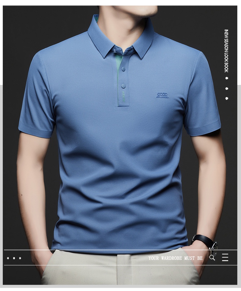 Men's Waffle Knit Short Sleeve Polo Shirt