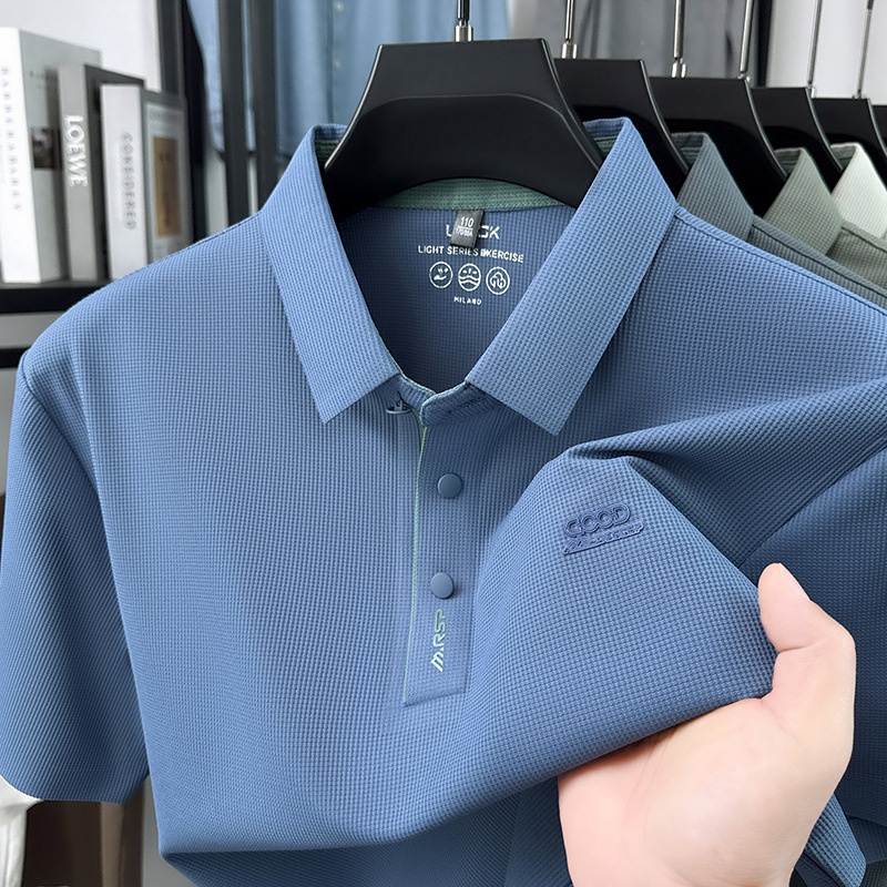 Men's Waffle Knit Short Sleeve Polo Shirt