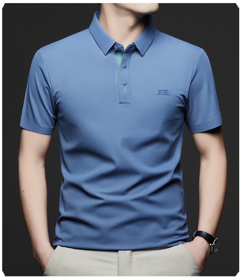 Men's Waffle Knit Short Sleeve Polo Shirt