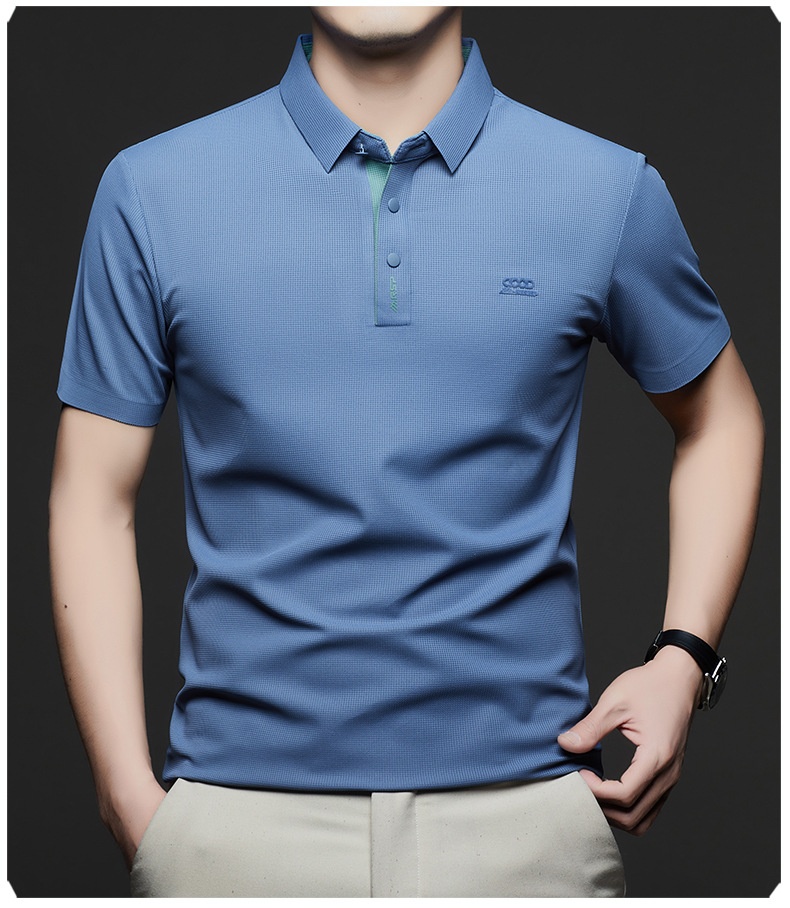 Men's Waffle Knit Short Sleeve Polo Shirt