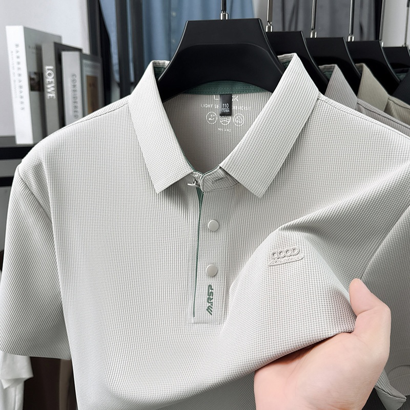 Men's Waffle Knit Short Sleeve Polo Shirt