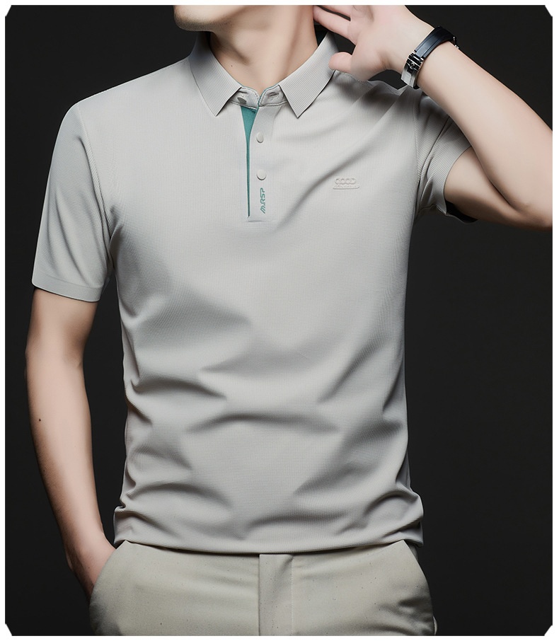 Men's Waffle Knit Short Sleeve Polo Shirt