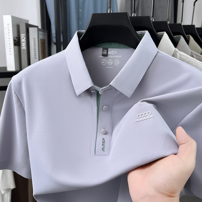 Men's Waffle Knit Short Sleeve Polo Shirt