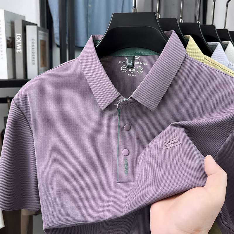 Men's Waffle Knit Short Sleeve Polo Shirt