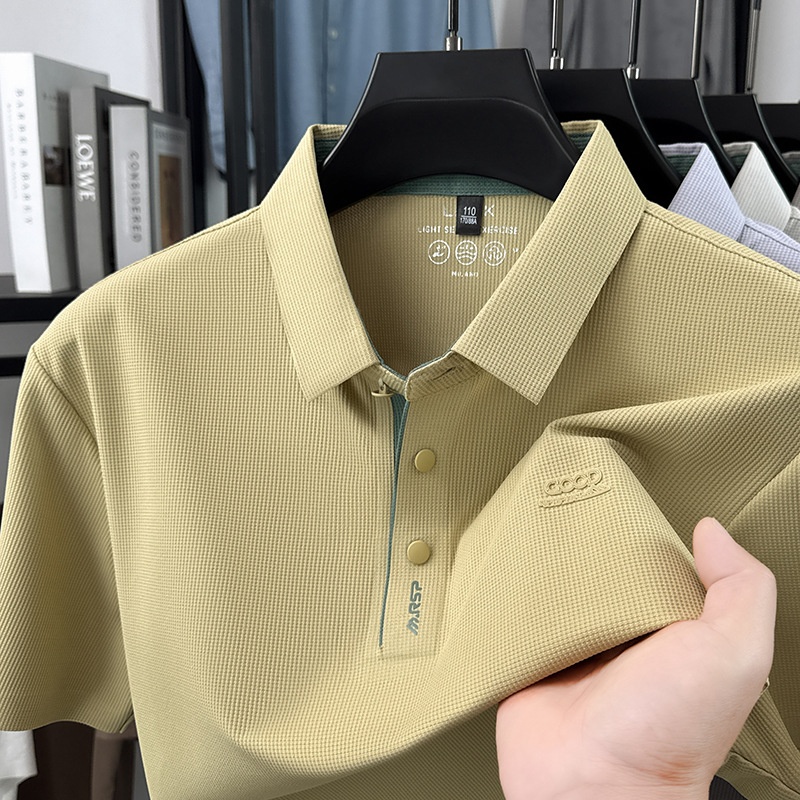 Men's Waffle Knit Short Sleeve Polo Shirt
