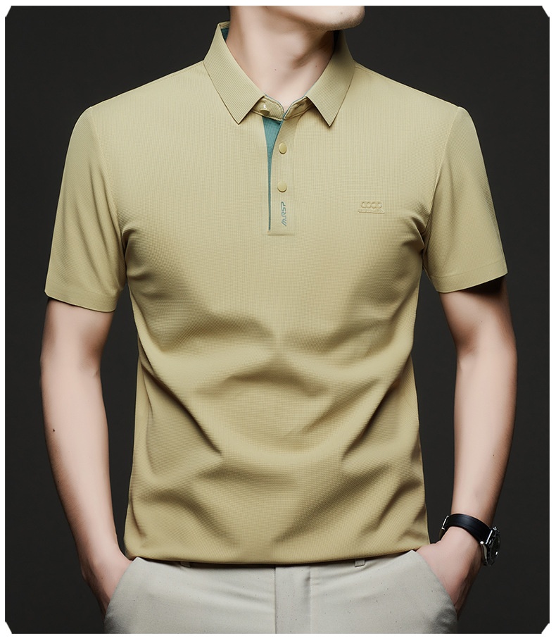 Men's Waffle Knit Short Sleeve Polo Shirt
