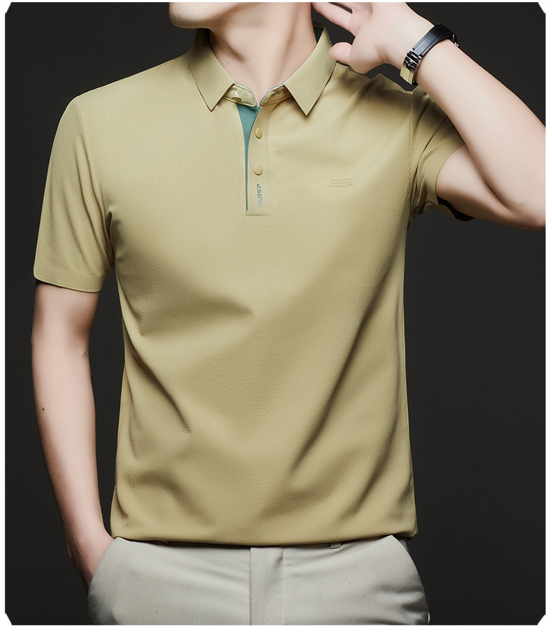 Men's Waffle Knit Short Sleeve Polo Shirt