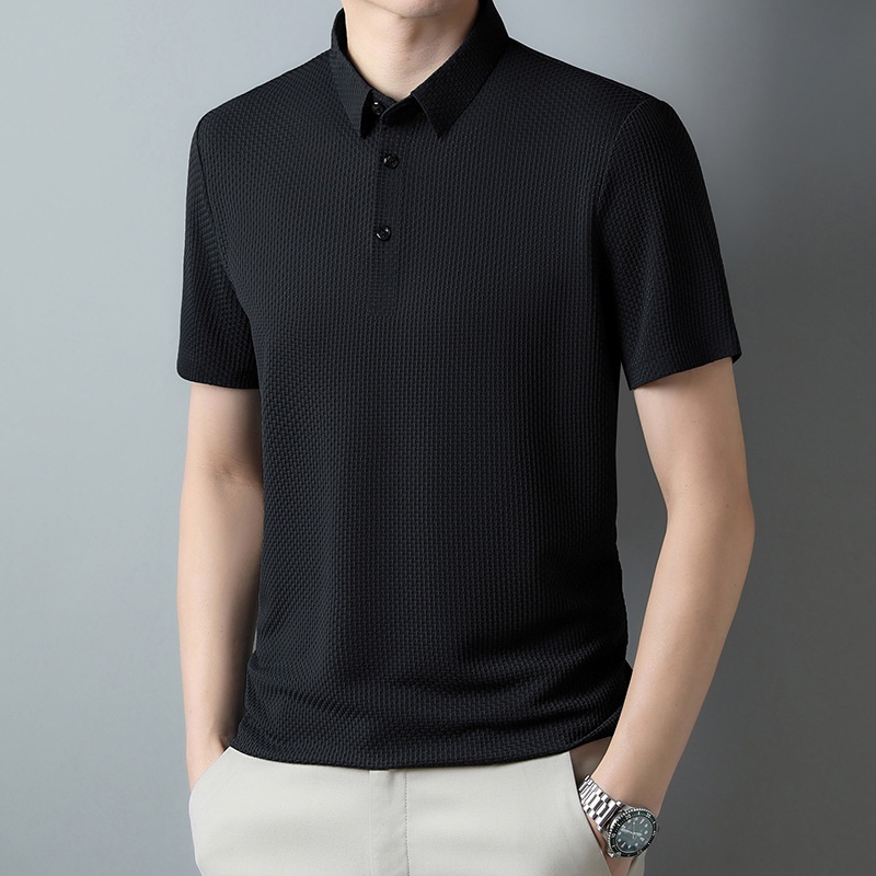 Men's Textured Short Sleeve Polo Shirt
