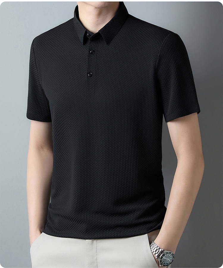 Men's Textured Short Sleeve Polo Shirt
