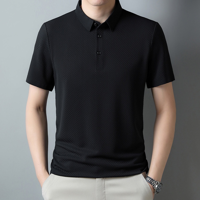 Men's Textured Short Sleeve Polo Shirt