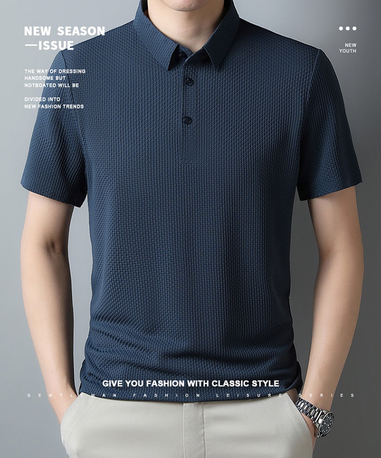 Men's Textured Short Sleeve Polo Shirt