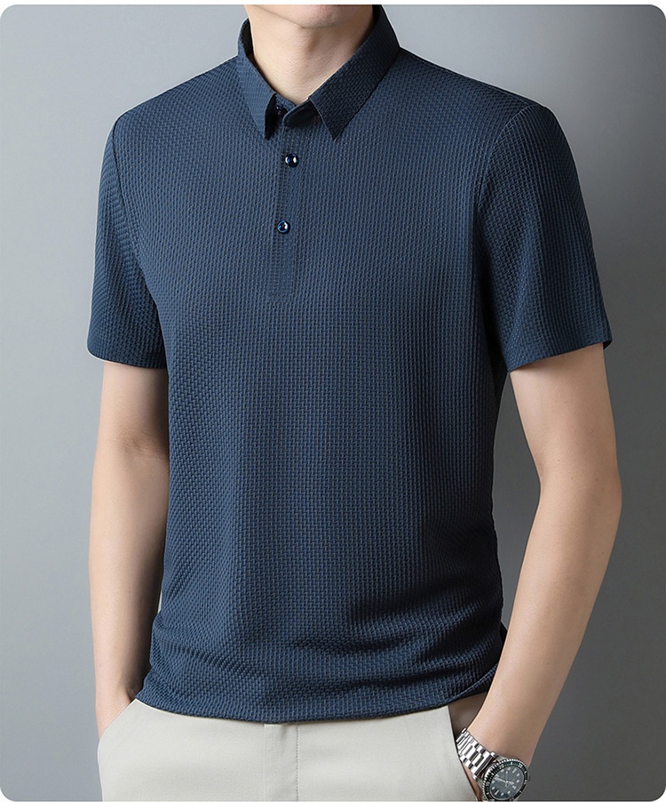 Men's Textured Short Sleeve Polo Shirt