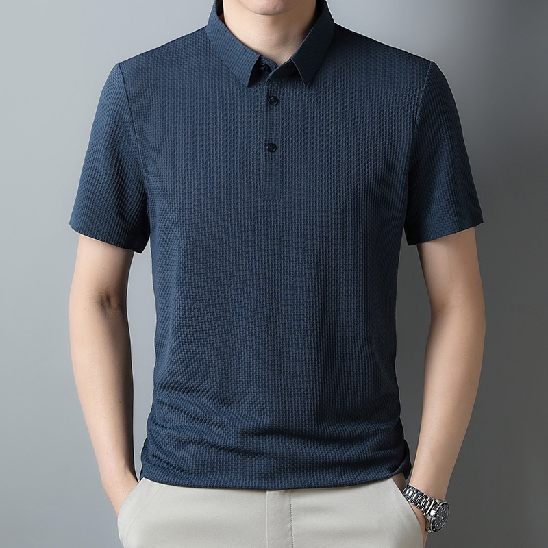 Men's Textured Short Sleeve Polo Shirt