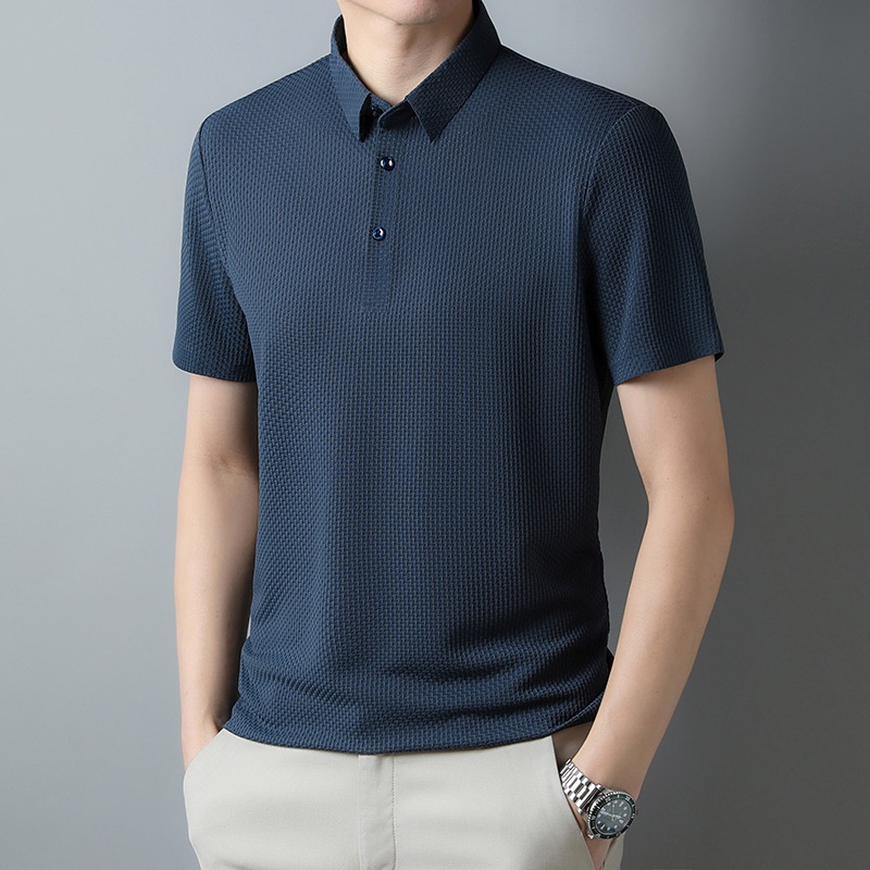 Men's Textured Short Sleeve Polo Shirt