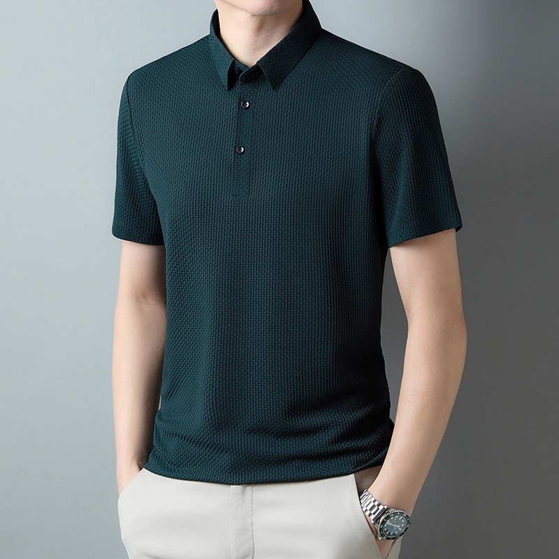 Men's Textured Short Sleeve Polo Shirt
