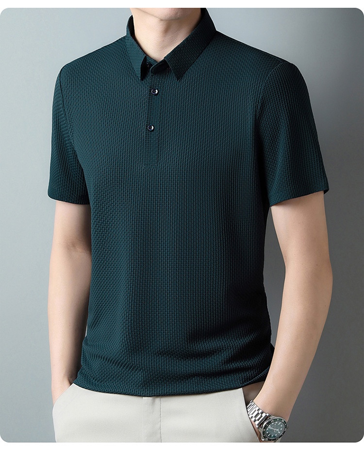 Men's Textured Short Sleeve Polo Shirt