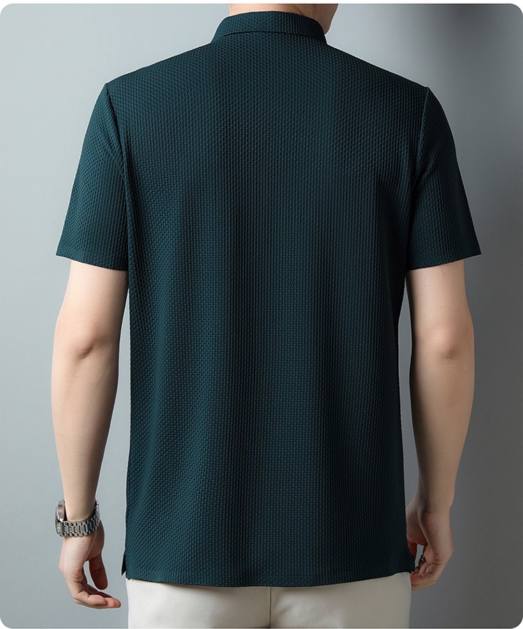Men's Textured Short Sleeve Polo Shirt