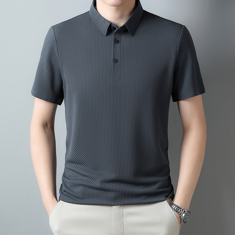 Men's Textured Short Sleeve Polo Shirt