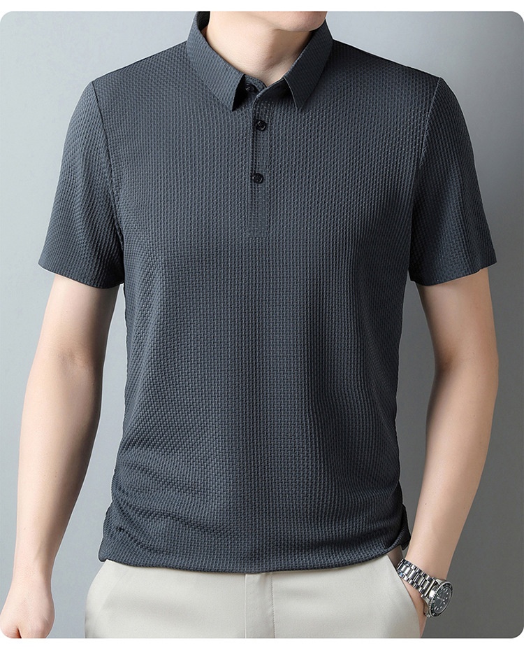 Men's Textured Short Sleeve Polo Shirt