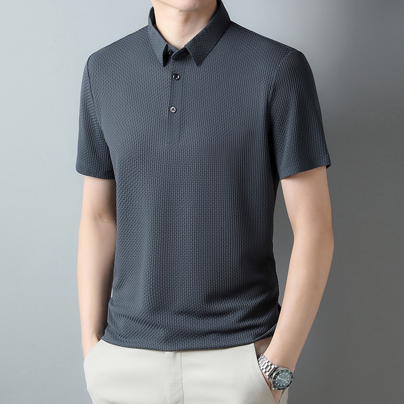 Men's Textured Short Sleeve Polo Shirt
