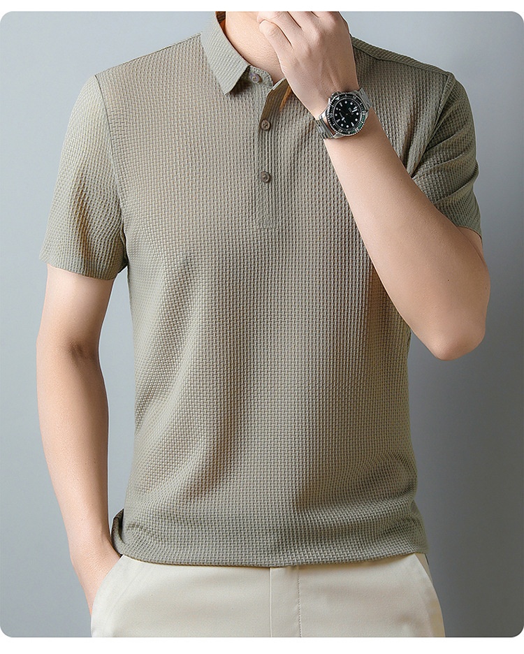Men's Textured Short Sleeve Polo Shirt
