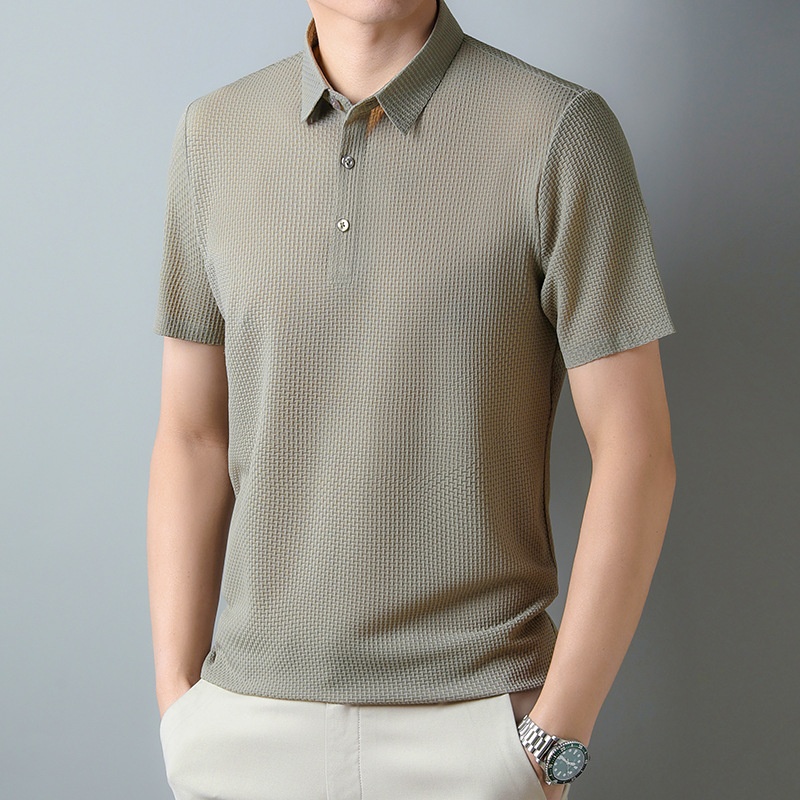Men's Textured Short Sleeve Polo Shirt