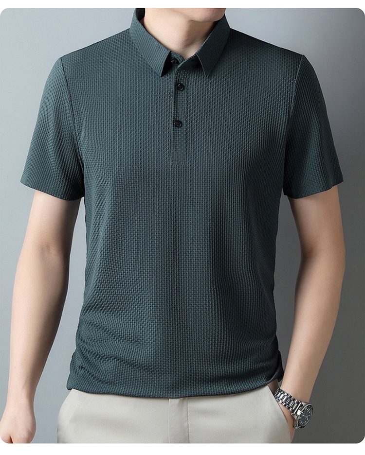 Men's Textured Short Sleeve Polo Shirt