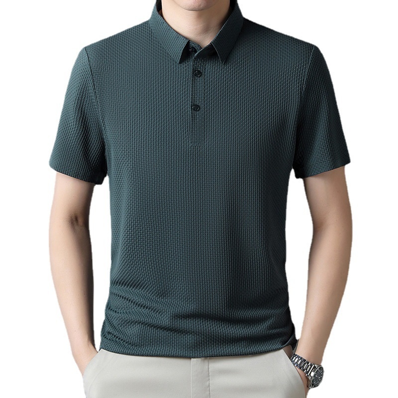 Men's Textured Short Sleeve Polo Shirt