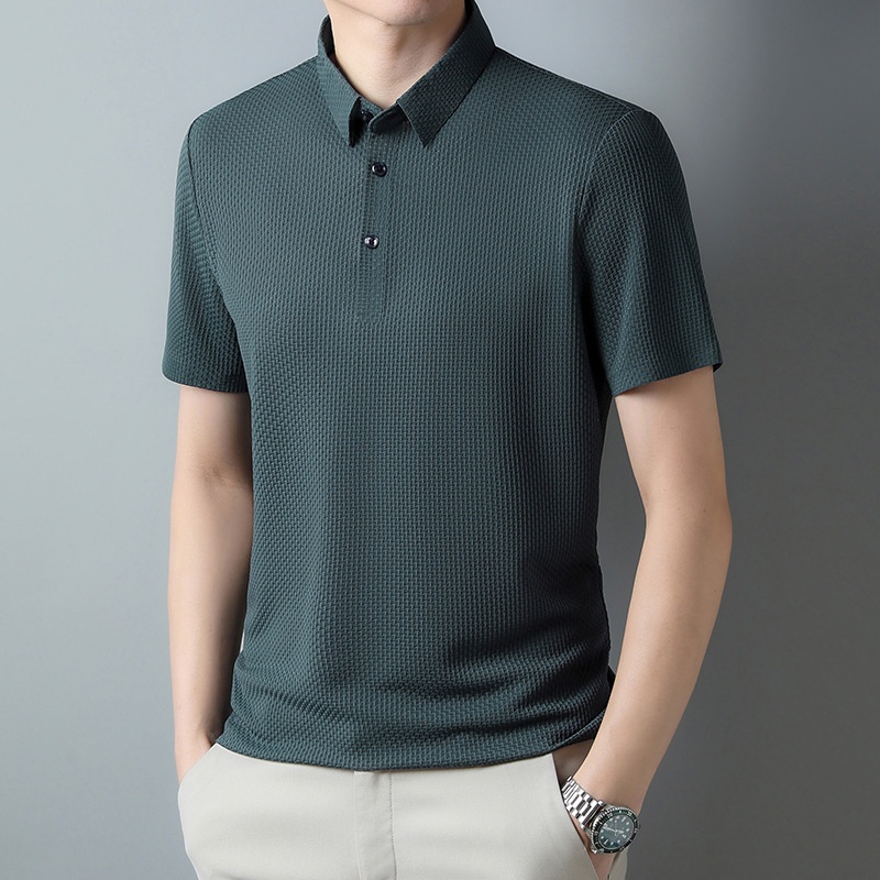 Men's Textured Short Sleeve Polo Shirt