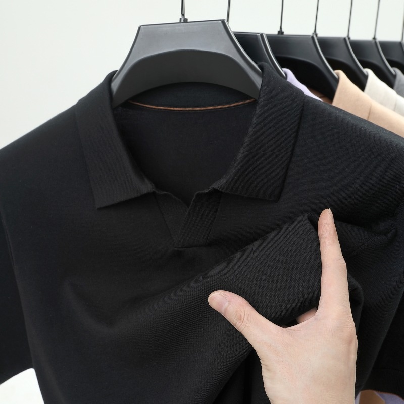 Men's Short Sleeve Buttonless Knit Polo Shirt