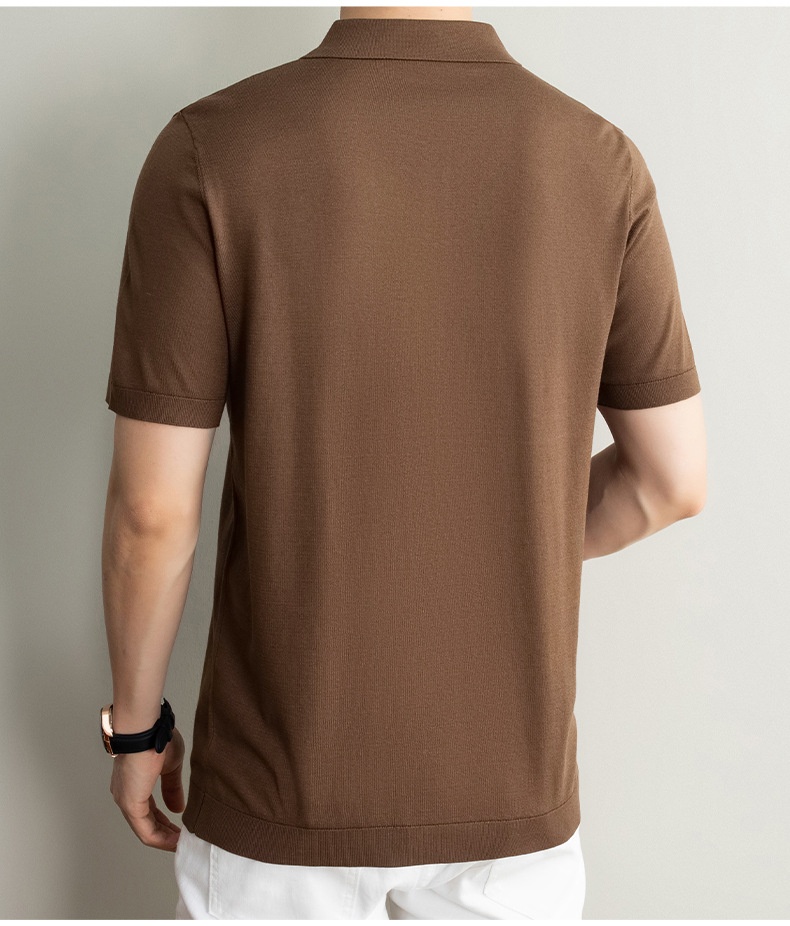 Men's Short Sleeve Buttonless Knit Polo Shirt