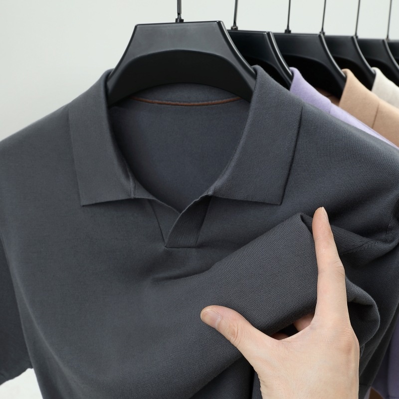 Men's Short Sleeve Buttonless Knit Polo Shirt