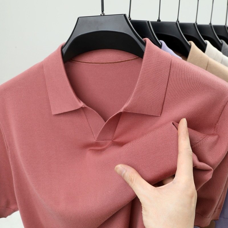 Men's Short Sleeve Buttonless Knit Polo Shirt