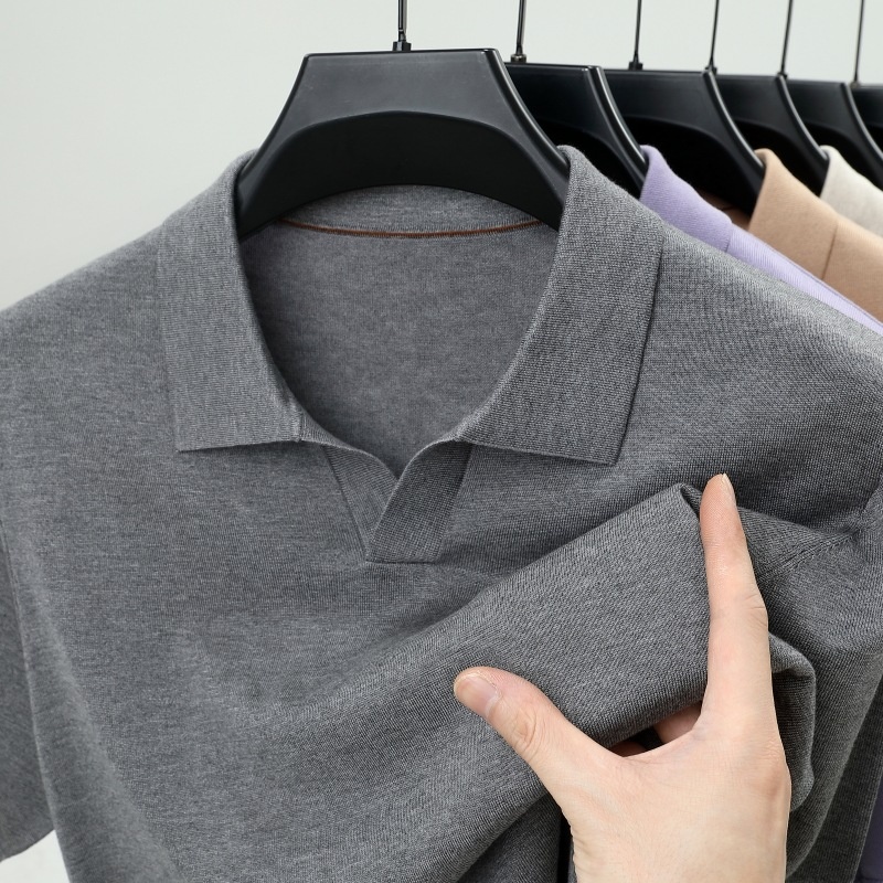 Men's Short Sleeve Buttonless Knit Polo Shirt
