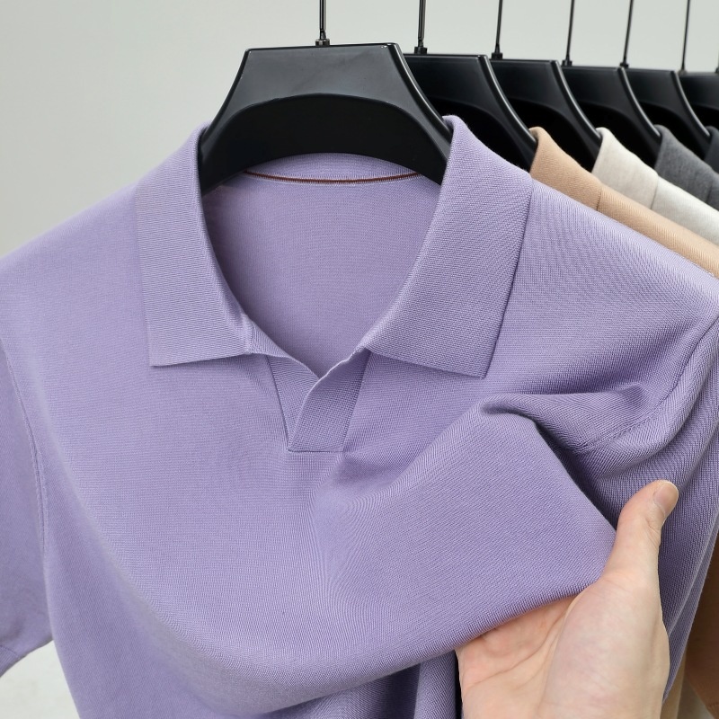 Men's Short Sleeve Buttonless Knit Polo Shirt