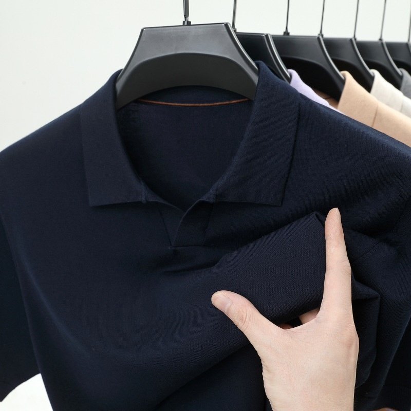 Men's Short Sleeve Buttonless Knit Polo Shirt