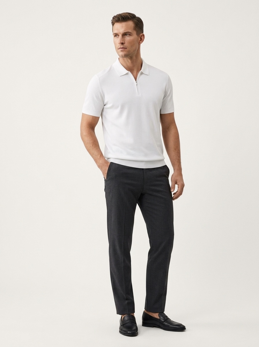 Men's Quarter-Zip Short-Sleeve Polo Shirt