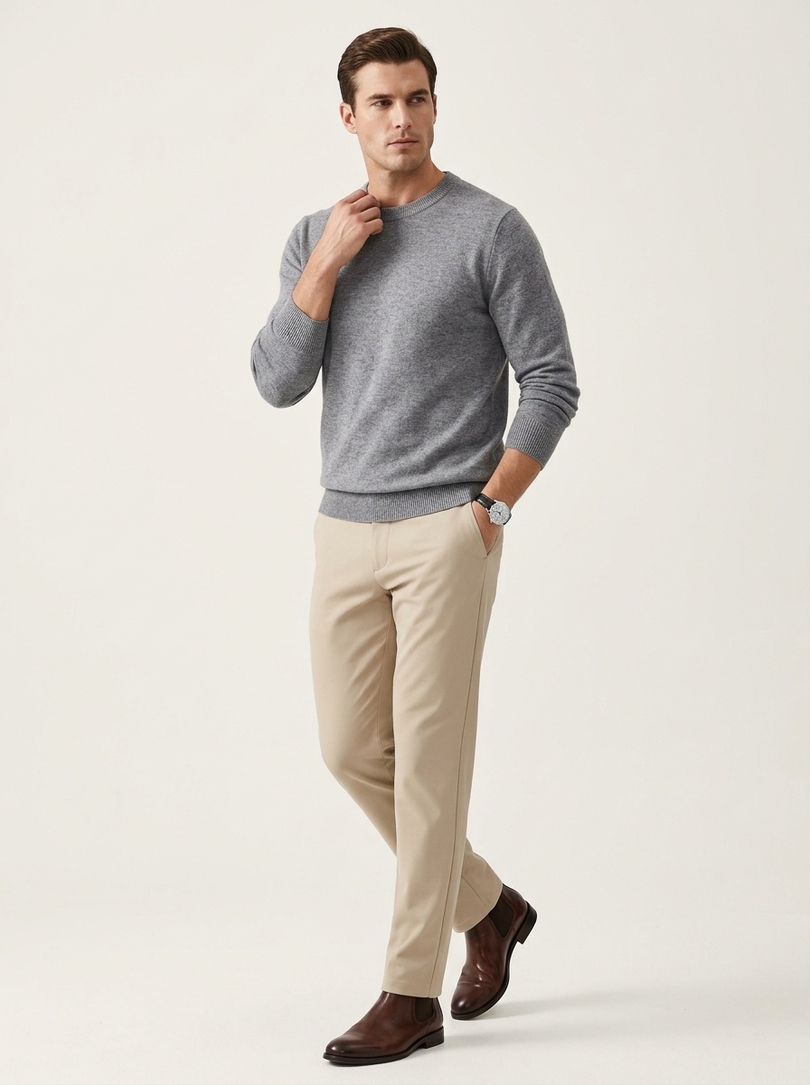Men's Classic Crewneck Long Sleeve Knit Sweater