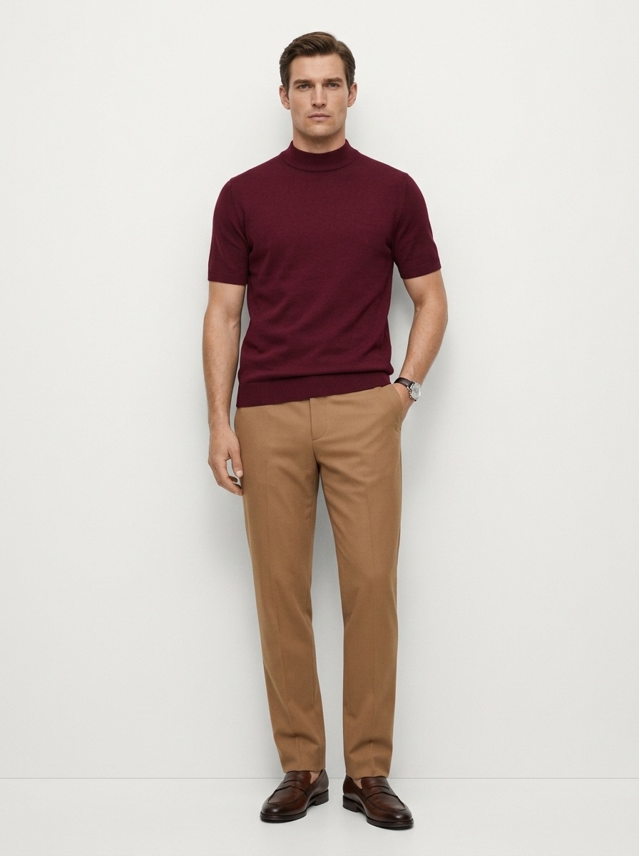 Men's Mock Neck Knit Sweater