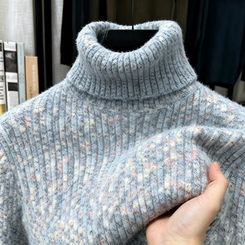 Ribbed Knit Turtleneck Long Sleeve Pullover Sweater