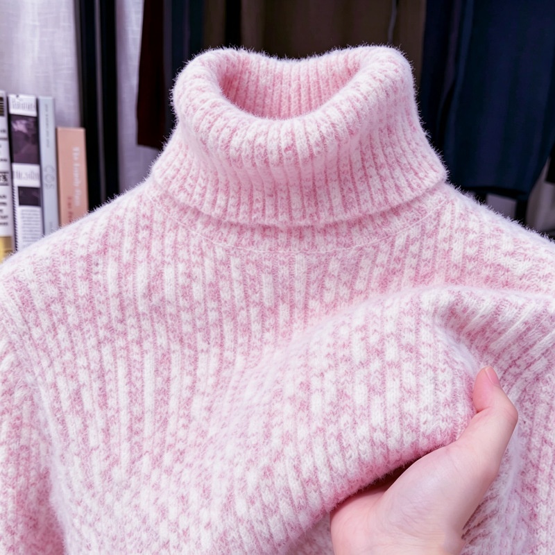 Ribbed Knit Turtleneck Long Sleeve Pullover Sweater