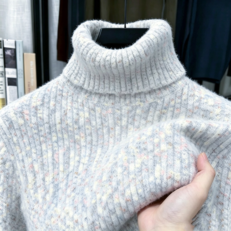 Ribbed Knit Turtleneck Long Sleeve Pullover Sweater