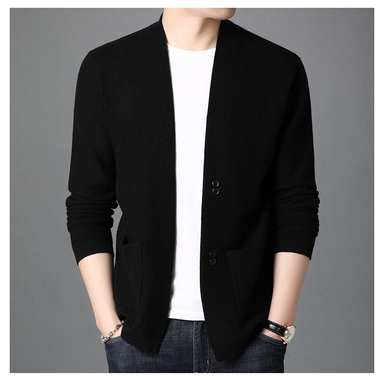 Men's Open Front Buttoned Knit Cardigan Sweater