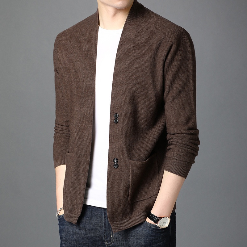 Men's Open Front Buttoned Knit Cardigan Sweater